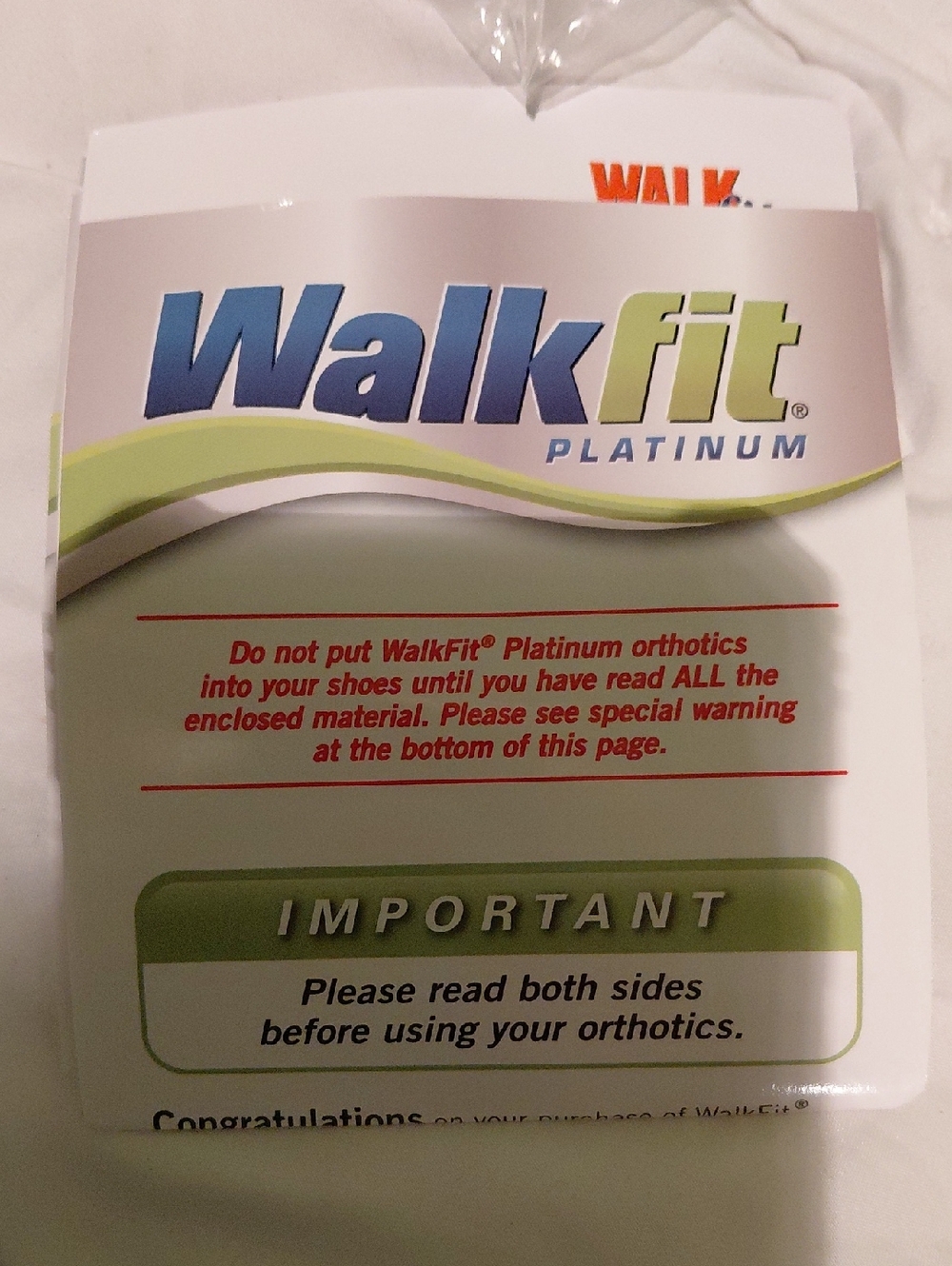 WalkFit Platinum Orthotic Inserts - White/Light Green/Blue Packaging